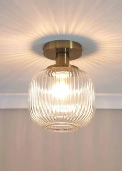 ValueLights Calpe Gold Wall Light with White Oval Shade