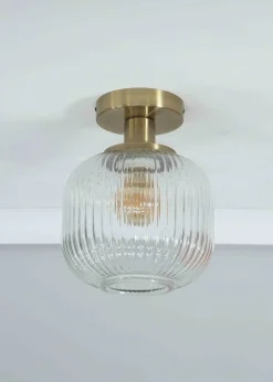 ValueLights Calpe Gold Wall Light with White Oval Shade