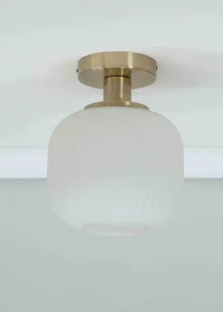 ValueLights Calpe Opal White Flush Light with White Oval Shade