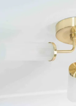 ValueLights Canya Matte Gold Semi-Flush Light with Clear Drum Shade