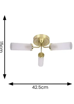 ValueLights Canya Matte Gold Semi-Flush Light with Clear Drum Shade