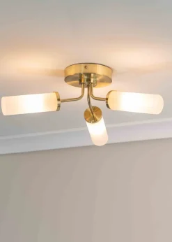 ValueLights Canya Matte Gold Semi-Flush Light with Clear Drum Shade