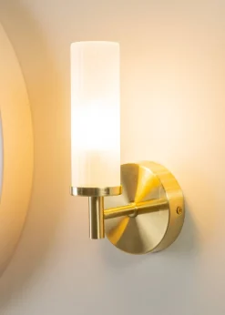 ValueLights Canya Matte Gold Wall Light with Clear Drum Shade