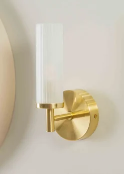 ValueLights Canya Matte Gold Wall Light with Clear Drum Shade