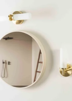 ValueLights Canya Matte Gold Wall Light with Clear Drum Shade