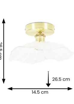 ValueLights Cassia  Gold Semi-Flush Light (26.5cm x 14.5cm x 26.5cm)