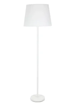 ValueLights Charlie Painted White Floor Lamp with Large Tapered Shade