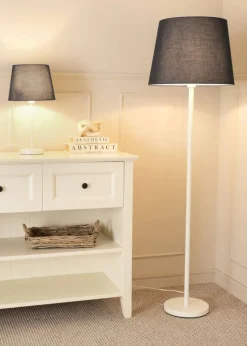 ValueLights Charlie Painted White Floor Lamp with Large Tapered Shade