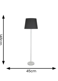 ValueLights Charlie Painted White Floor Lamp with Large Tapered Shade
