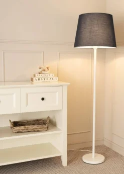 ValueLights Charlie Painted White Floor Lamp with Large Tapered Shade
