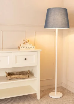 ValueLights Charlie Painted White Floor Lamp with Large Tapered Shade