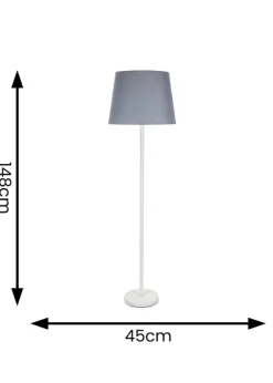ValueLights Charlie Painted White Floor Lamp with Large Tapered Shade