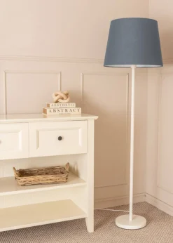 ValueLights Charlie Painted White Floor Lamp with Large Tapered Shade