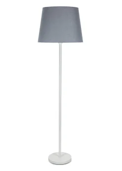 ValueLights Charlie Painted White Floor Lamp with Large Tapered Shade