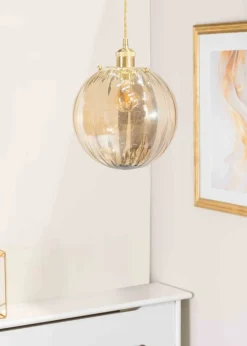 ValueLights Chessy Glass Amber Gold Globe Ceiling Pendant Shade