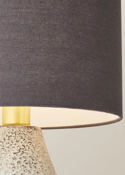 ValueLights Colin Drum Shade Grey Speckled Hand Finished Ceramic Stoneware Table Lamp