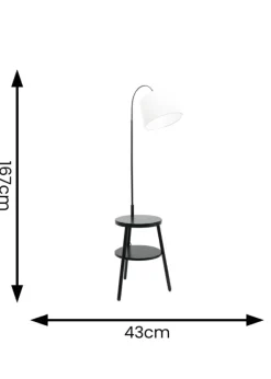 ValueLights Crowther Black Floor Lamp with Small Natural Tapered Shade