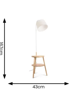 ValueLights Crowther Oak Effect Natural Floor Lamp with Small Tapered Shade