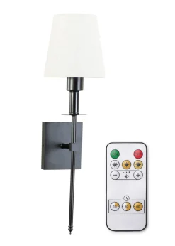 ValueLights Dimmable Black Wall Light with Cream Shade Integrated LED