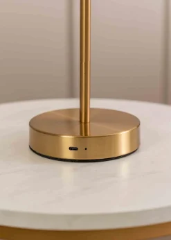 ValueLights Dimmable Gold Table Lamp with Globe Shade Integrated LED