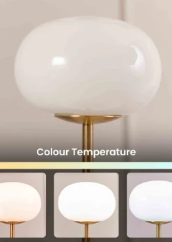 ValueLights Dimmable Gold Table Lamp with Globe Shade Integrated LED