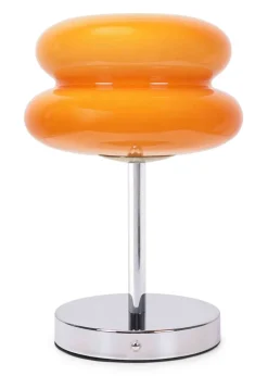 ValueLights Dimmable Orange Table Lamp with Orange Dome Shade Integrated LED
