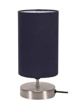 ValueLights Dimmable Silver Table Lamp with Blue Drum Shade