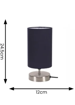 ValueLights Dimmable Silver Table Lamp with Blue Drum Shade