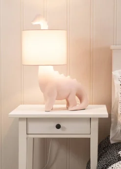 ValueLights Dinosaur Painted Pink Table Lamp with Golfball