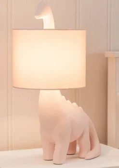ValueLights Dinosaur Painted Pink Table Lamp with Golfball