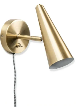 ValueLights Duke Antique Brass Cone Plug In Wall Light (21cm x 10cm x 17cm)