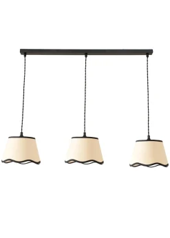 ValueLights Dutton Black Trim Scallop 3 Drop Bar Matte Black Diner Ceiling Pendant Light