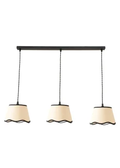 ValueLights Dutton Black Trim Scallop 3 Drop Bar Matte Black Diner Ceiling Pendant Light