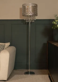 ValueLights Enna Silver Metal Floor Lamp (162.5cm x 33.5cm x 33.5cm)