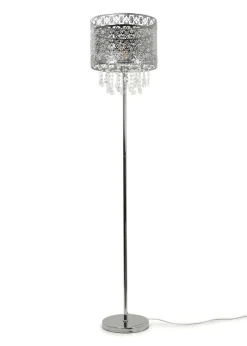 ValueLights Enna Silver Metal Floor Lamp (162.5cm x 33.5cm x 33.5cm)