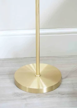 ValueLights Frenchie  Gold Floor Lamp with Pink Globe Shade (150cm x 25cm x 25cm)