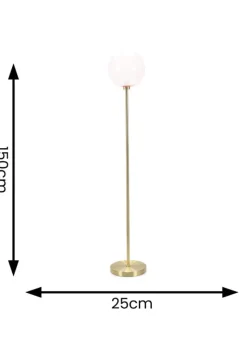 ValueLights Frenchie  Gold Floor Lamp with Pink Globe Shade (150cm x 25cm x 25cm)