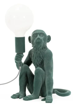 ValueLights George Green Velvet Monkey Table Lamp