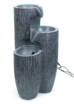ValueLights Grey Logs Design Solar Water Fountain (47cm x 27cm x 27cm)
