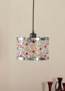 ValueLights Hadley Polished Multicolour Drum Ceiling Pendant Shade (16.5cm x 24cm x 24cm)