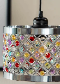 ValueLights Hadley Polished Multicolour Drum Ceiling Pendant Shade (16.5cm x 24cm x 24cm)