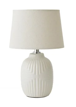 ValueLights Harrison Tapered Lamp Shade Geometric Ribbed Pattern Gloss Small Table Lamp