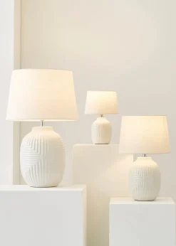 ValueLights Harrison Tapered Lamp Shade Geometric Ribbed Pattern Gloss Small Table Lamp