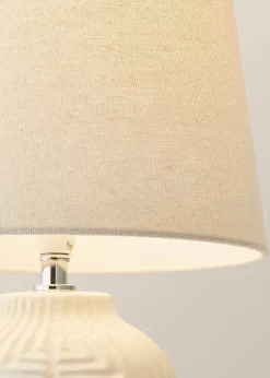 ValueLights Harrison Tapered Lamp Shade Geometric Ribbed Pattern Gloss Small Table Lamp