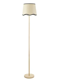 ValueLights Heather Painted Natural Floor Lamp with Large Tapered Trim Shade