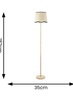 ValueLights Heather Painted Natural Floor Lamp with Large Tapered Trim Shade