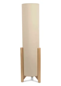 ValueLights Henry Oak Effect Natural Floor Lamp with XL Drum Shade