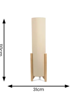 ValueLights Henry Oak Effect Natural Floor Lamp with XL Drum Shade