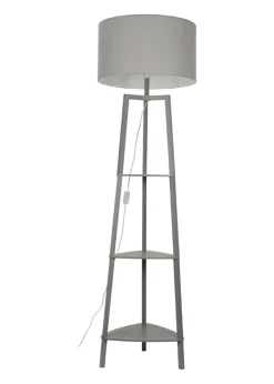 ValueLights Hiru Grey 3 Tier Shelf Floor Lamp Grey Shade (138cm x 44cm x 44cm)