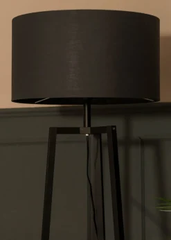 ValueLights Hiru Matte Black 3 Tier Shelf Floor Lamp Black Shade (138cm x 47.5cm x 47.5cm)